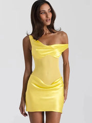 Satin See Through Patchwork Mini Dress