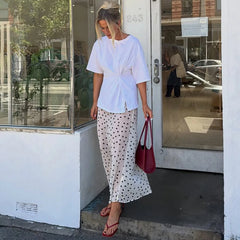 Sheer Polka Dot Midi Skirt