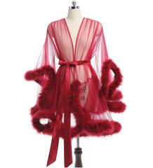 Short Feather Robe Dressing Gown