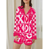 Letter Plaid Print Pajama Loungewear Set