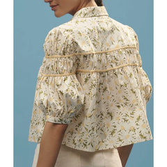 Puff Sleeve Floral Peplum Blouse