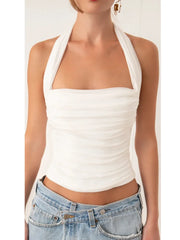 White Ruched Halter Top