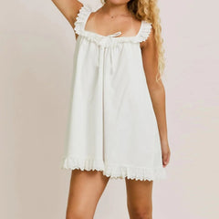 Bow Front Ruffled Trim Mini Dress