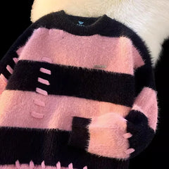 Striped Fuzzy Knit Sweater