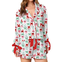 Bow/Boots Print Loungewear Pajama Set