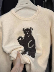 Bear Plush Grey and Beige Sweater