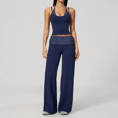 Printed Patchwork Crop Top And Leggings Set