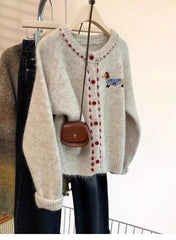 Animal Embroidery Knitted Cardigan