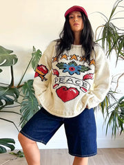 Crew Neck Graphic Knit Sweater