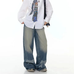 Bow Print Mid Rise Wide Leg Denim Pants