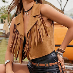 Tasselled Gilet Crop Jacket