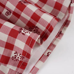 Red Flower Plaid Print Halter Tank Top