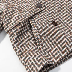 Plaid Print Stand Collar Pocket Jacket