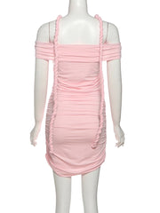 Twist Braided Drape Ruched Mini Dress