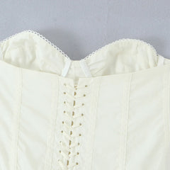 White Solid Flare Bustier Mini Dress - A-Line Fit
