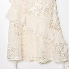 Sequin Layered Ruffle V-neck Sleeveless Mini Dress