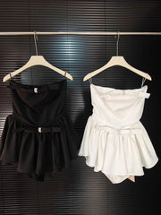 Strapless Diamond Bow Playsuit Mini Dress