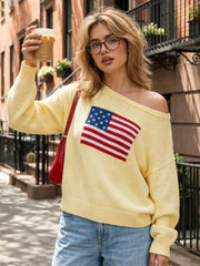 American Flag Knit Sweatshirt