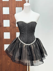 Grey Strapless Diamonds Beaded Mini Dress