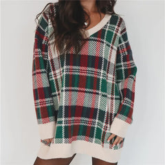 Plaid V Neck Sweater