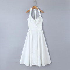 Corset Halter Drawstring Pleated Midi Dress