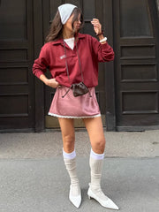 Satin Bow Lace Mini Skirt - Streetwear Slim Fit