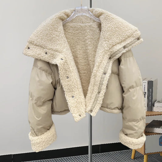 Faux Fur Parka Patchwork Padded Coat