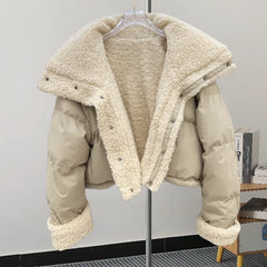 Faux Fur Parka Patchwork Padded Coat