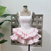 Floral Printed Sleeveless Frill Layred Bloomer Mini Dress