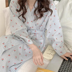 Printed Long Sleeve Night Gown Robe
