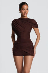 Draped Mesh Cape Sleeve Playsuit