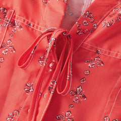 Printed Long Sleeve Tie Top And Shorts Sleepwear Set