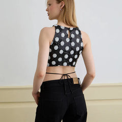Black Sequin Polka Dot Open Back Vest