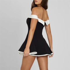 Black Off-shoulder Strap Mini Dress