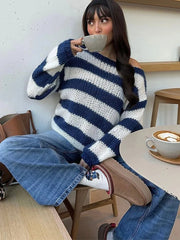 Striped Crew Neck Knit Sweater