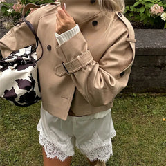 Lace Trim Wide Slip Flowy Shorts