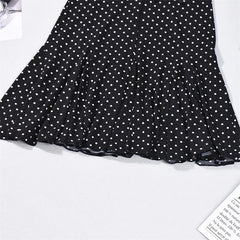 Black Polka Dot Print Spaghetti Strap Mini Dress