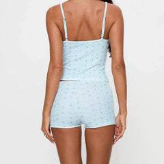 Printed Cami Top and Elastic Shorts Set