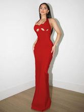 Halter Neck Hollow Out Design Bandage Maxi Dress