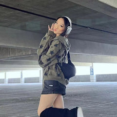 Green Star Zip Up Hoodie