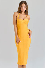 Yellow Bandage Midi Dress