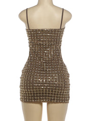 Sequins Patchwork Cami Bodycon Mini Dress
