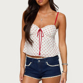 Cami Ribbion Tie up Polka Dot Top