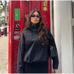 Stand Collar Drawstring Parka Jacket