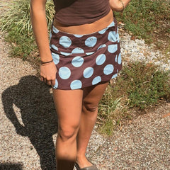 Polka Dot Button Low Rise Mini Pencil Skirt
