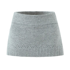 Double Zipper Hooded Knitted Cardigan And Mini Skirt