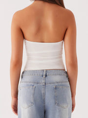 Edgy Strapless Cutout Crop Top - Contemporary Tie-Detail Bandeau