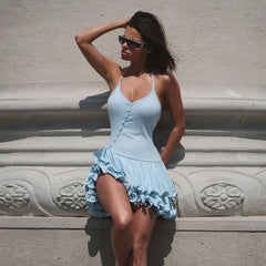 Ruffled Strap Mini Dress