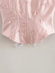 Pink Heart Bow Tube Corset Top and Mini Skirt Set