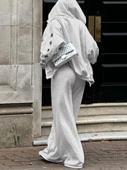 Metal Hole Zip Hoodie Tracksuit